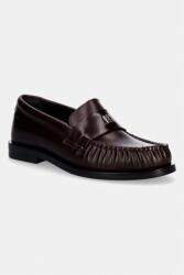 Calvin Klein loafer női bőr ROUND LOAFER LTH HDW - barna Női 37