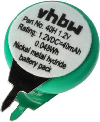 VHBW Gombelem Akkumulátor 1/V40H 2 Pins - 40 mAh 1, 2 V NiMH - elektrohungary - 4 500 Ft