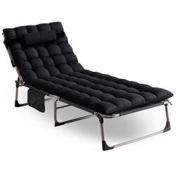 Mebel Elite Kerti napozóágy Turista Összecsukható napozóágy Ágy Fekete Venus (Fotel Do Salonu z Materacem Tkanina)