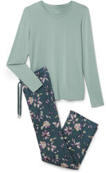 Tchibo - Pizsama szövött nadrággal - nő - méret S 36/38 - zöld/virágos