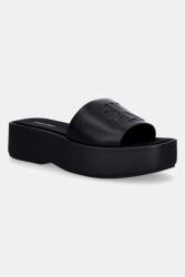 Calvin Klein női bőr papucs FLATF SNDL LTH MG - fekete Női 38