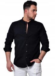  Klasszikus Férfi Ing Sima Állógallérral, Fekete XXL