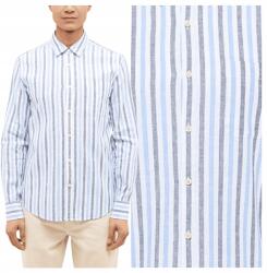 Mustang Rawlins Férfi Mustang Pamut Lenvászon Ing Kék Csíkos S (1016470 12745)