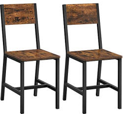 VASAGLE Étkezőszék 2 darabos készlet, rusztikus barna és fekete