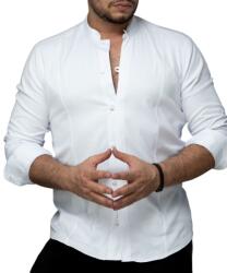  Elegáns Férfi Ing Állógallér Fehér Érdekes Csattal 3XL