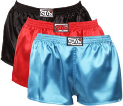 Styx 3PACK női bő szárú boxeralsó Styx klasszikus gumipánt szatén többszínben (3L06307) L