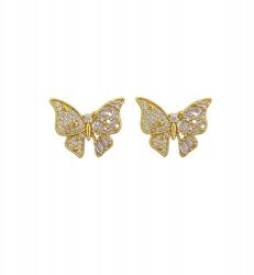  Pillangó fülbevaló cirkóniákkal, arany, elegáns