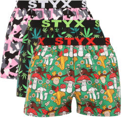Styx 3PACK férfi bő szárú boxeralsó Styx art sportos gumipánt többszínű (3B18890) XXL