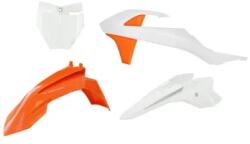 RTECH PLASTIC KIT 4 PCS front fender orange, front plate white, shrouds white/orange, rear fender white - R-KITKTM-AR3-050 (R-KITKTM-AR3-050)