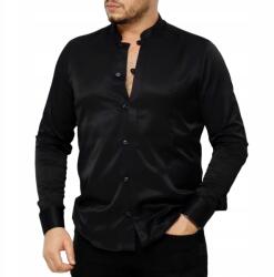  Elegáns Férfi Ing Állógallér Fekete Érdekes Csattal XXL