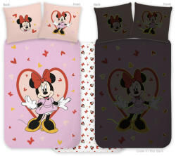 Minnie egér Disney Minnie Heart sötétben világító gyerek, ovis ágyneműhuzat 100x135cm, 40x60cm (BRM019621)