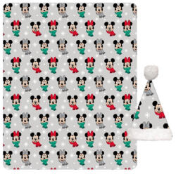 Minnie egér Disney Mickey, Minnie Noel Karácsonyi coral fleece takaró és sapka szett (AYM073126)