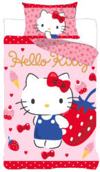 Hello Kitty Strawberry gyerek, ovis ágyneműhuzat 100×135 cm, 40×60 cm