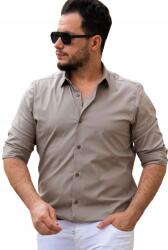  Elegáns Klasszikus Férfi Ing Sima Barna 3XL