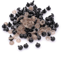 MIXFORM Biztonsági szemek menetes és szorító műanyag játékhoz, fekete, 10mm, 50pár (13WB23906)