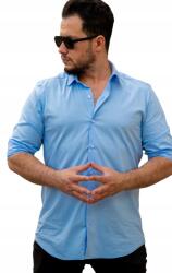  Elegáns Klasszikus Férfi Ing Sima Kék 3XL