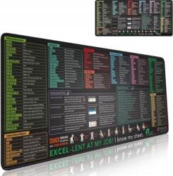  80x30 cm-es egérpad Excel/Word billentyűparancsok nyomtatva, csúszásmentes varrott szél (9331615185945)