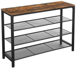 VASAGLE Cipőtároló polc 4 szintes, rusztikus barna 100x30x72cm