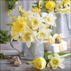 Ambiente Nárciszok fémkaspóban szalvéta - Daffodils in pot (VR-13320500)