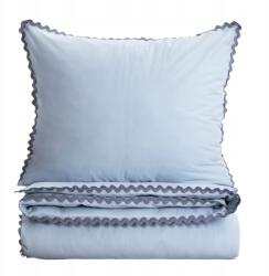 Homla Vela pamut ágyneműhuzat, kék, 160x200 + 2*70x80 cm, díszszegéllyel, cipzáras (243594)