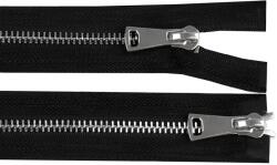 Fashion Fém fogú, rögzített (nem bontható) cipzár, két kocsival, hátizsákokba, VT10, 50cm hosszú, 580271, fekete-ezüst