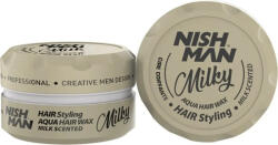 Nish Man Aqua Wax Milky vízbázisú hajwax - közepes tartás, természetes fény, tejes illat 150 ml (nis-milky)