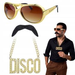  Nyaklánc Arany Lánc Szemüveg Bilincs Pimp Gengszter Rapper Disco 70 80 90 J (Naszyjnik Disco Okulary)