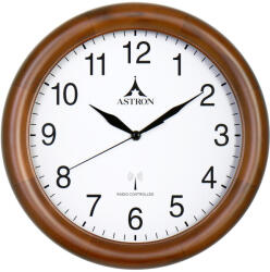 ASTRON fa falióra, quartz / rádiokontrollos szerkezet, kerek 30 cm, tölgy színű tok, fehér arab számos számlap (6611-0) - astronora