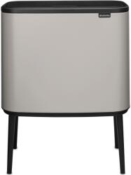 Brabantia Bo Touch Bin nyomófedeles szelektív hulladékgyűjtő, magasított, lábakon álló, műanyag tartály, 11+23L - X+J méret, acél, hamvasszürke - 255007 (255007)
