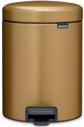 Brabantia NewIcon pedálos hulladékgyűjtő szagmentesen záródó Soft-Close fedél, műanyag tartály, 5L - W méret, acél, meleg tónusú sárgaréz - 255243 (255243)