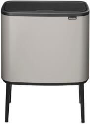 Brabantia Bo Touch Bin nyomófedeles hulladékgyűjtő, magasított, lábakon álló, műanyag tartály, 36L - R méret, acél, hamvasszürke - 254987 (254987)