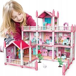 MalPlay Babaház Hatalmas Villa, rózsaszín, játszóterasz (462-09)