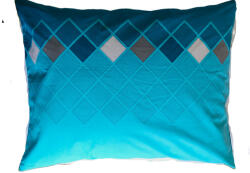  Pamut nagypárna huzat - 70x90 cm türkiz négyzet mintás