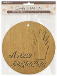 Stamperia KLSM84 - Crafty shapes: A new Beginning round tag with plant