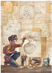 Stamperia DFSA41105 - A4 Rizspapír csom. - A new Beginning drafts and technical drawings