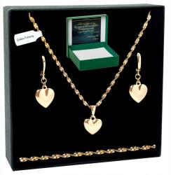 Golden Celebrity Arany Szív Ékszer Szett 50 CM Sebészeti Acél 18K Ajándék Neki (Biżuteria niej dziewczyny URODZINY KOBIETY)