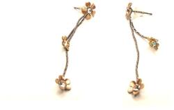  Fülbevaló lógó virágok okker, világos barna