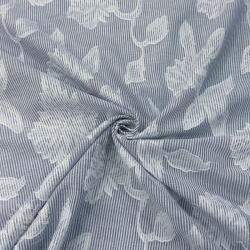  Pamutvászon YARN DYED Stripes JACQUARD Flowers navy