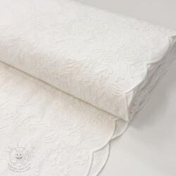  Pamutvászon VOILE EMBROIDERY Flowers TWO-SIDED SCALLOP white