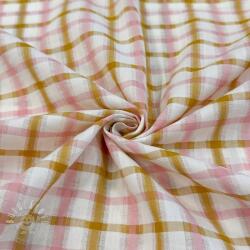  Pamutvászon SEERSUCKER YARN DYED Checks ecru