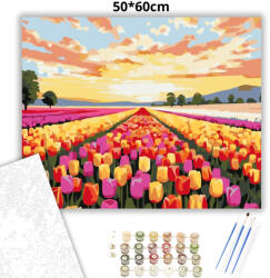  Aranyló tulipánsor - számfestő készlet - 50×60 cm (Keretre feszítve)