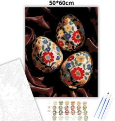  Népies hímes tojások - számfestő készlet - 50×60 cm (Keretre feszítve)