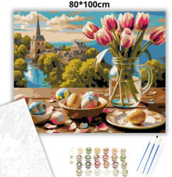  Meghitt tulipáncsokor - számfestő készlet - 80×100 cm (Keret nélkül)