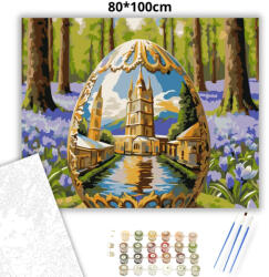  Aranyló díszes tojás - számfestő készlet - 80×100 cm (Keretre feszítve)