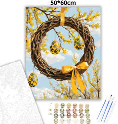  Napsütötte húsvéti koszorú - számfestő készlet - 50×60 cm (Keret nélkül)