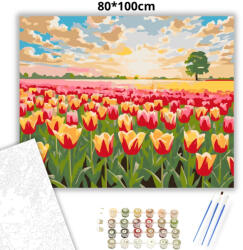  Magányos fa pirkadatban - számfestő készlet - 80×100 cm (Keretre feszítve)