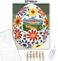  Díszített népies tojás - számfestő készlet - 50×60 cm (Keret nélkül)