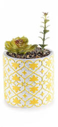 Decorer Planta suculenta artificiala in ghiveci ceramica alba galbena Ø 11 cm x 19 H (A61.00.36A)