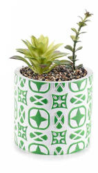Decorer Planta suculenta artificiala in ghiveci ceramica alba verde Ø 11 cm x 19 H (A61.00.36C)