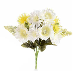 Decorer Buchet flori artificiale Gura Leului si Papadie galben alb verde 28 cm (A56.45.72C)